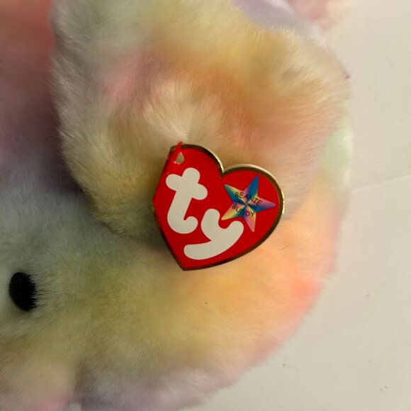 2000 TY Beanie Baby Buddy Coral The Fish Rainbow Tie Die stuffed animal - Picture 6 of 8
